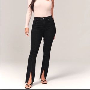 NWT Abercrombie & Fitch high rise black skinny jeans with front slits